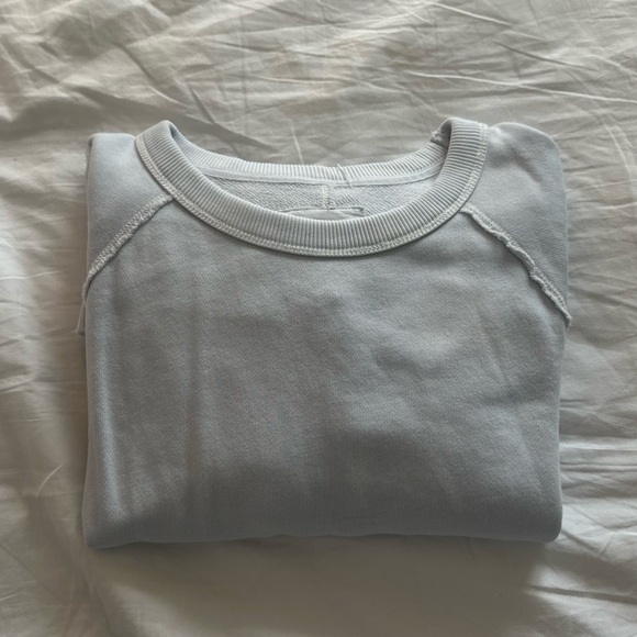 Aerie East West Crewneck Sweatshirt Light Blue - Picture 1 of 5